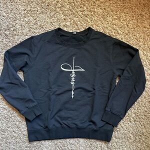 Women’s ’Jesus’ Lightweight Sweatshirt; Black/White; Size XL